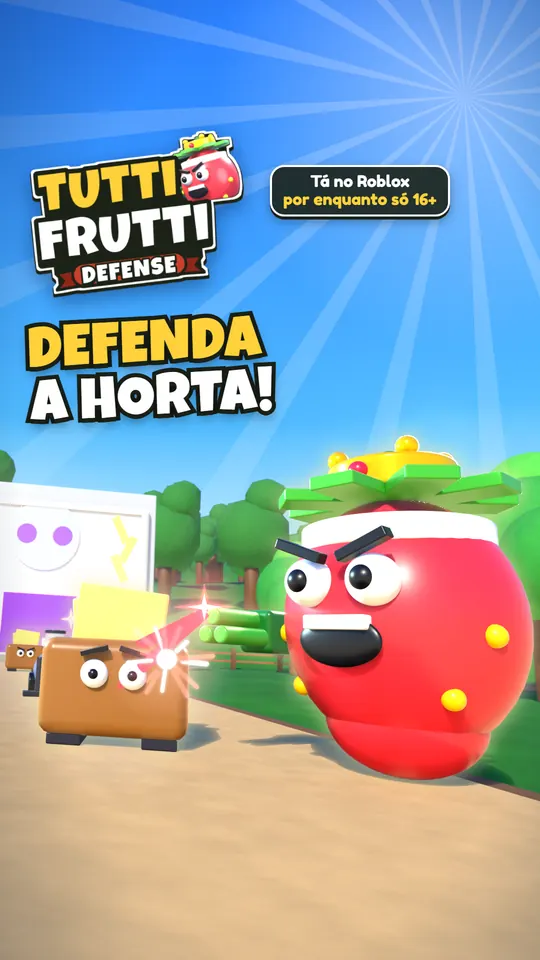 Cover scene re-rendered upright, with the title DEFENDA A HORTA (defend the garden)